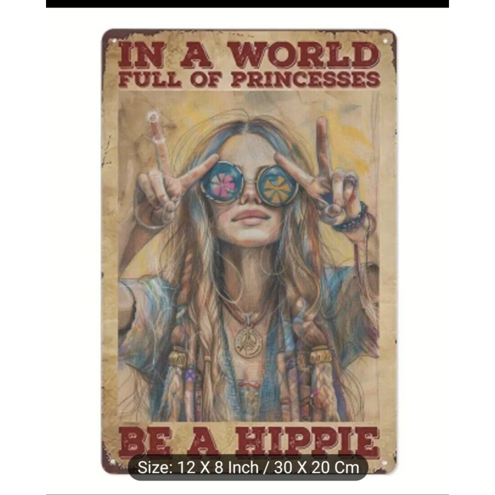 70s Hippie Sign 1970s Bohemian Decor Boho Girl 70s Style Gift